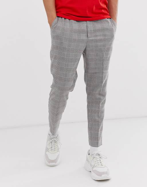 New Look pull on trousers in Prince of Wales check