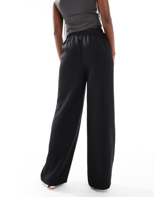 New Look pull on wide leg trouser in black, 3 of 5