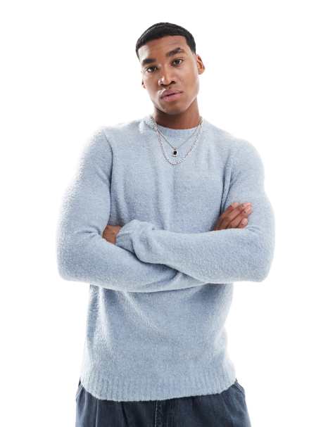 New Look – Pullover aus Bouclé in Mittelblau - view 1