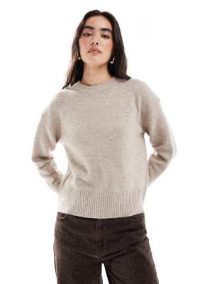 New Look - Pullover in Beige mit Rundhalsausschnitt-Neutral