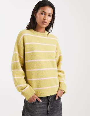 New Look - Pullover in Grün mit Streifen