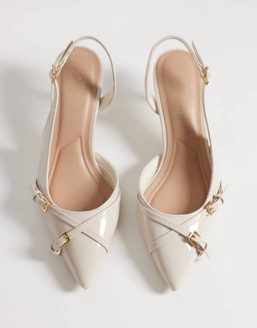 New Look - Puntige slingback schoenen met hak en gesp in gebroken wit, 3 van 4