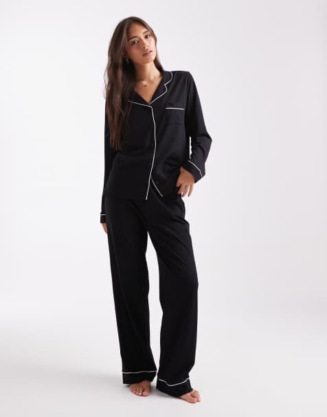 New Look - Pyjama avec col à revers - Noir - view 1