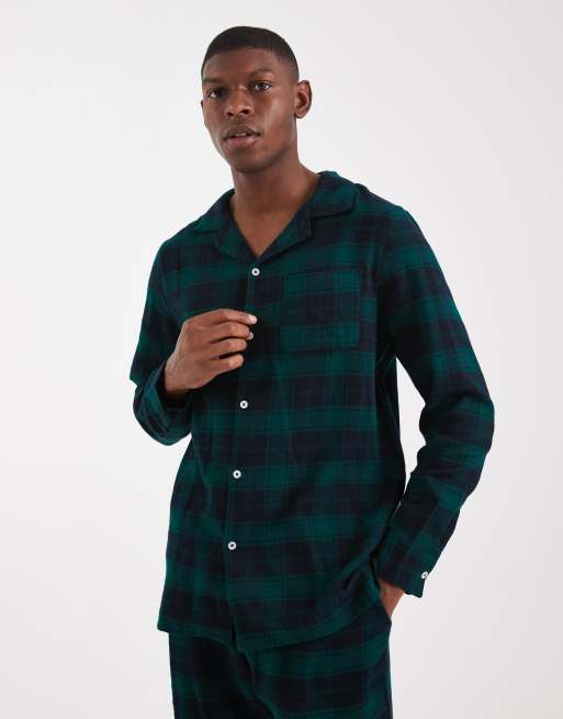 New Look pyjama set in dark green check, 2 of 4