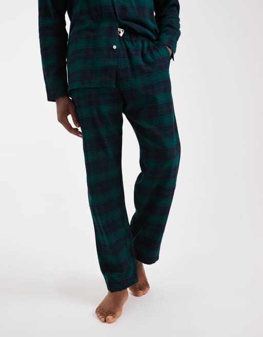 New Look pyjama set in dark green check, 3 of 4