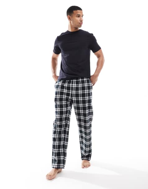 New Look – Pyjama-Unterteil aus Webstoff in Schwarz kariert - view 1