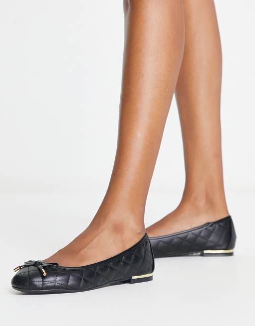 Black quilted hot sale ballet pumps