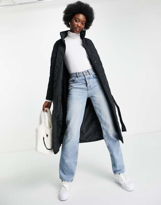 New look black belted hot sale coat