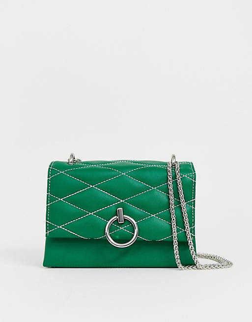New Look quilted cross body bag in green | ASOS