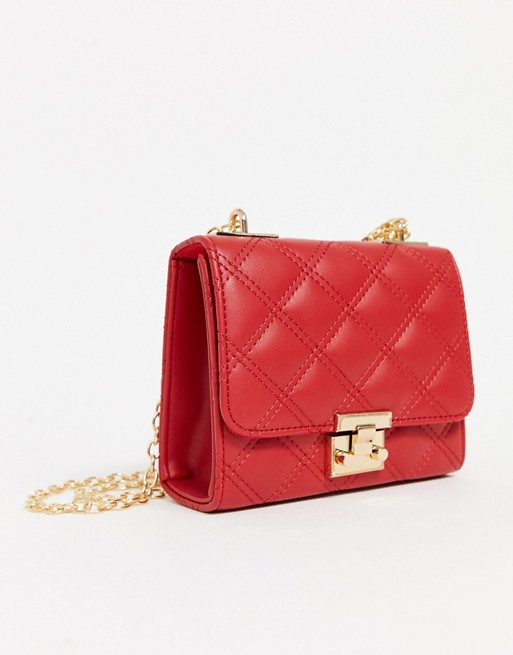 New Look quilted cross body bag in red