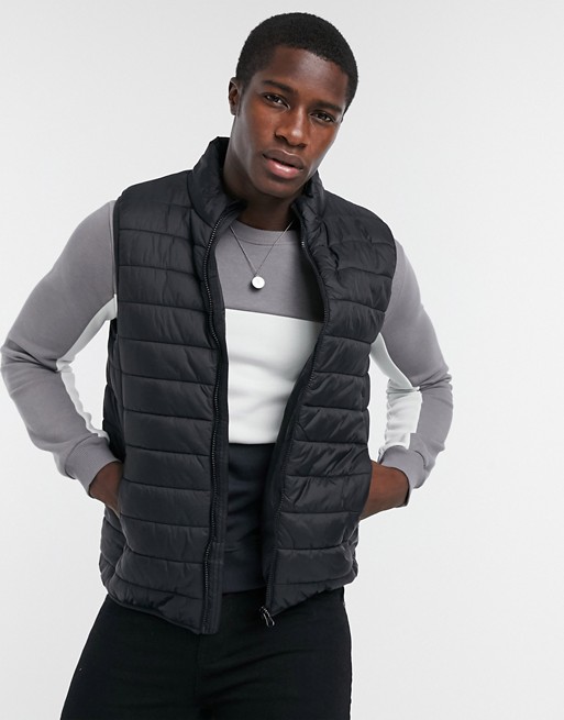 New Look quilted gilet in black