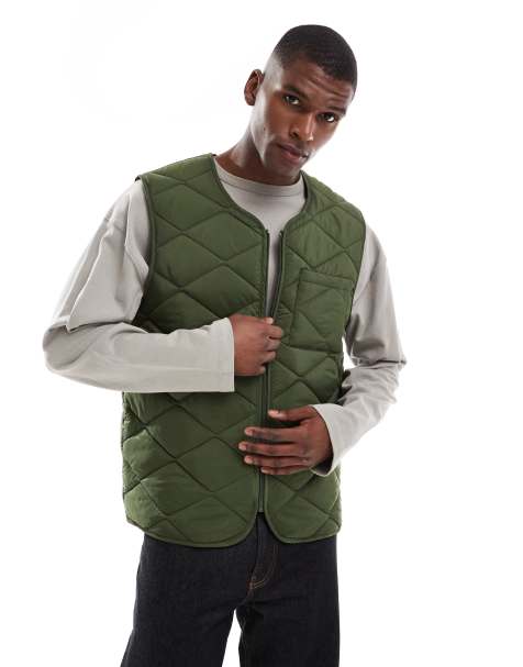 New Look quilted gilet in khaki - view 1