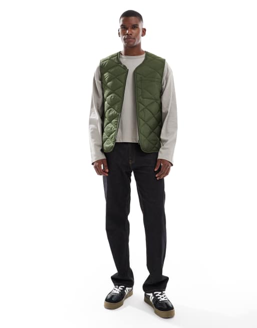 New Look quilted gilet in khaki, 2 of 5