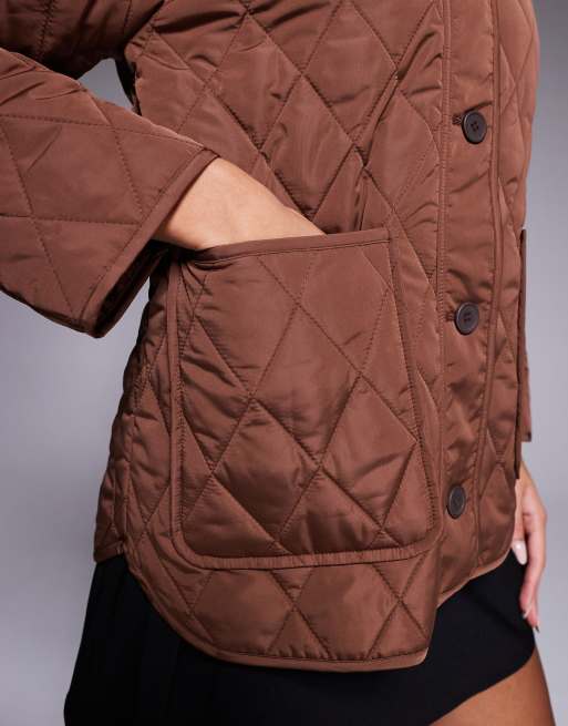 New Look quilted jacket in mid brown, 2 of 4