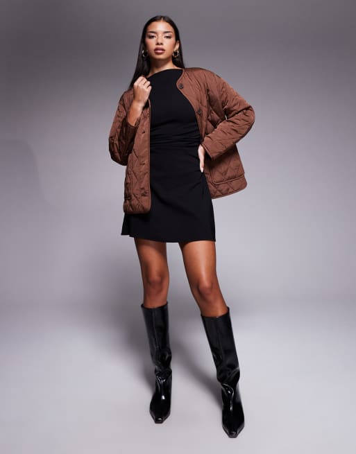New Look quilted jacket in mid brown, 3 of 4