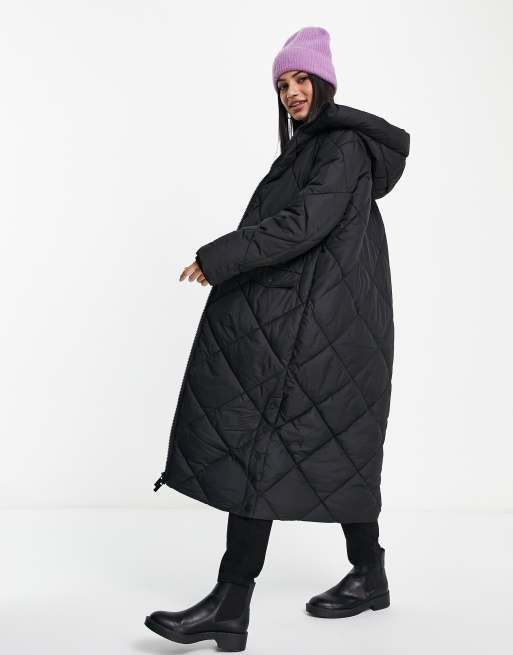 Black quilted store puffer coat