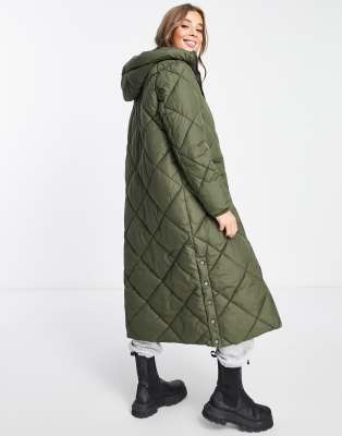 khaki long puffer