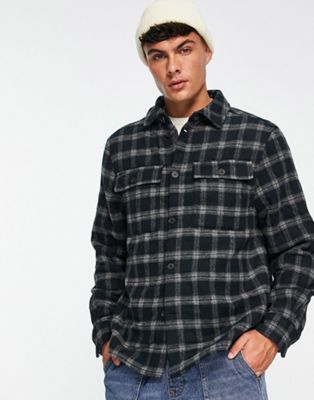 New Look quilted overshirt in navy check