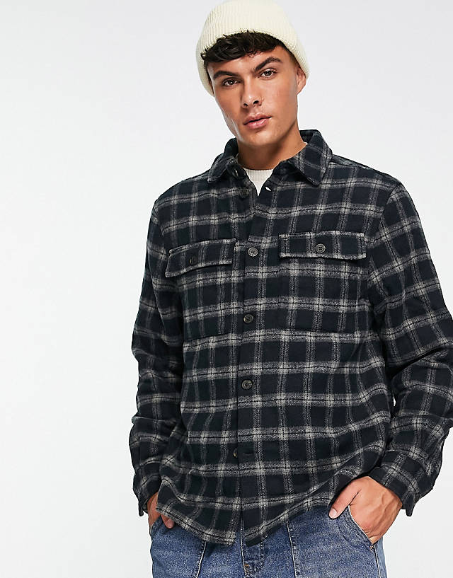 New Look - quilted overshirt in navy check