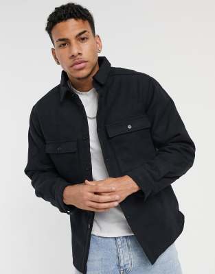 New Look quilted overshirt in navy | ASOS