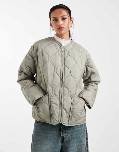 New Look quilted padded jacket in khaki