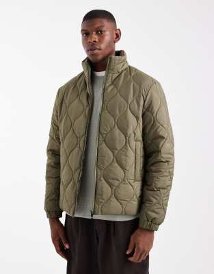 New Look Quilted Puffer Jacket In Green
