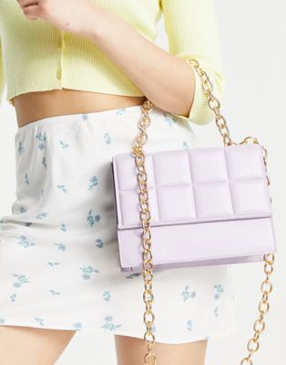 New Look quilted shoulder bag in lilac