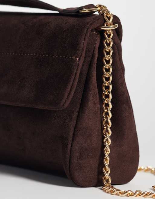 New Look quilted stitch front cross body bag in brown, 3 of 4