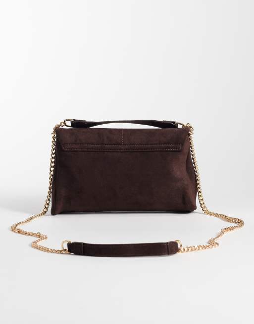 New Look quilted stitch front cross body bag in brown, 4 of 4