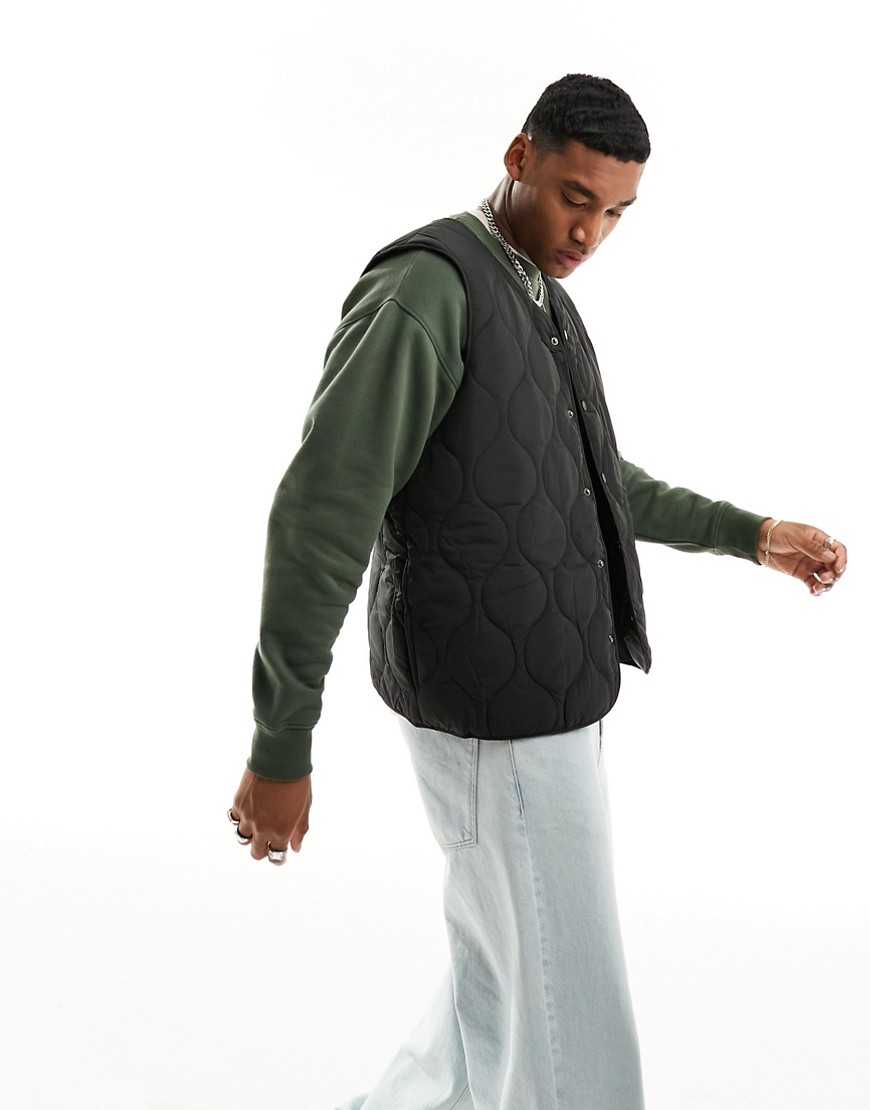 New Look Quilted Vest In Black