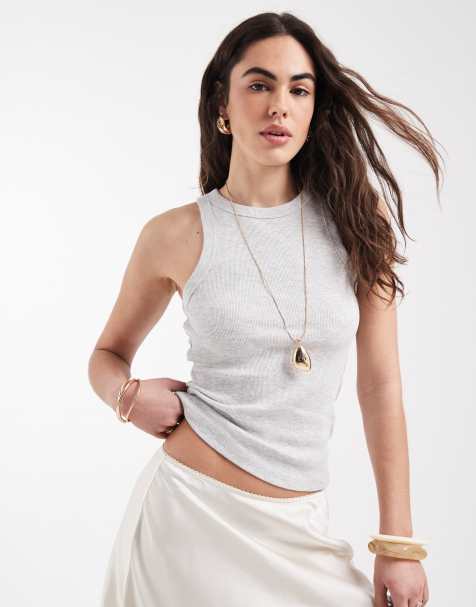 New Look racer vest in light grey