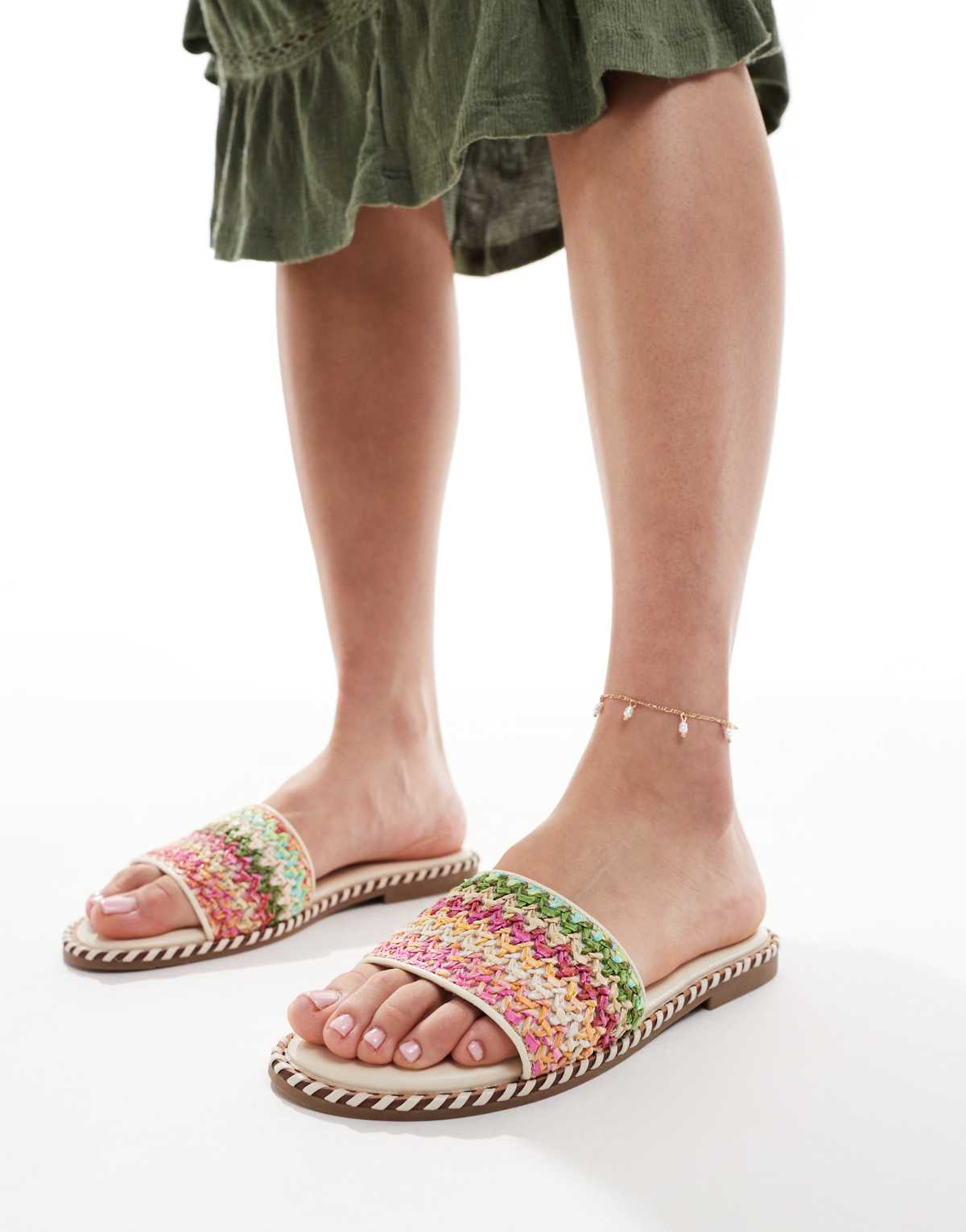 New Look raffia sandal in multicolour