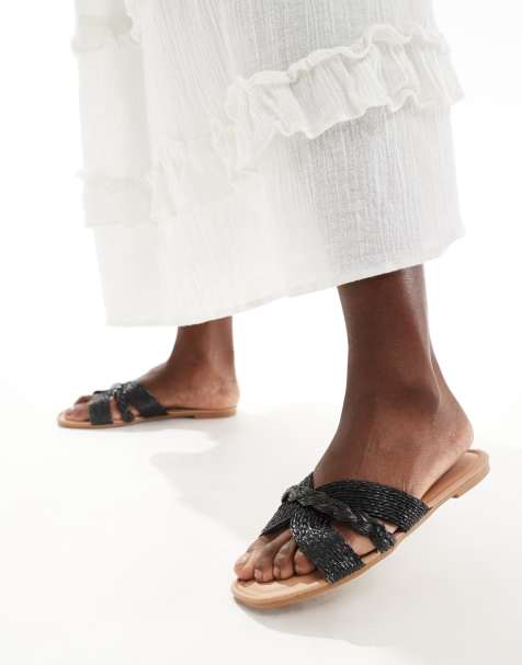 New Look raffia woven sandal in black - view 1