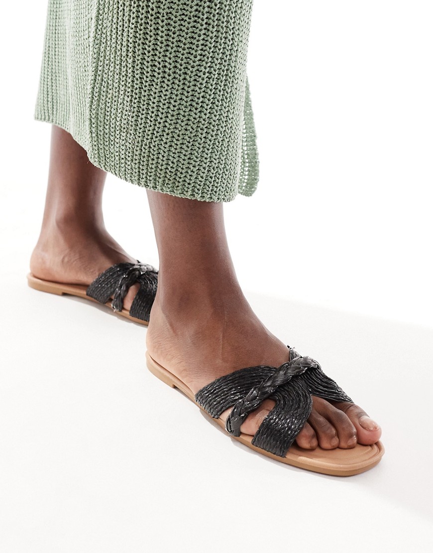 New Look raffia woven sandal in black