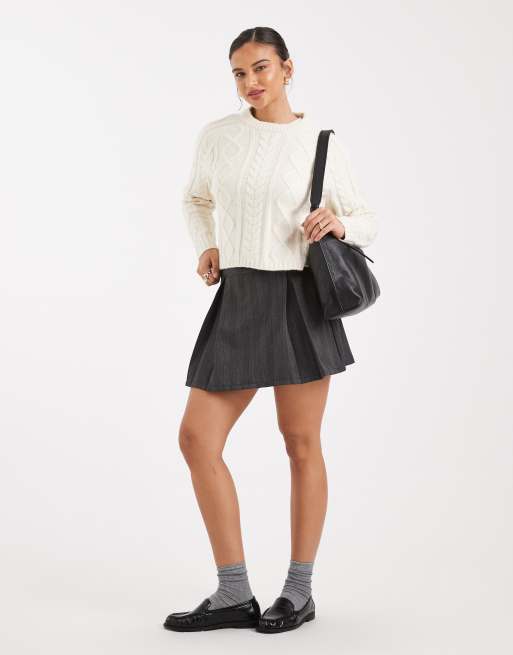 New Look raglan cable knit jumper in cream, 3 of 4