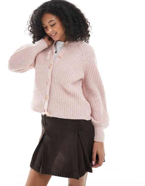 New Look raglan crew neck cardigan in pink - view 1