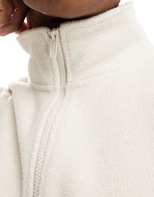 New Look - Råhvid fleece-trøje med 1/2 lynlås og ståkrave, 2 af 4