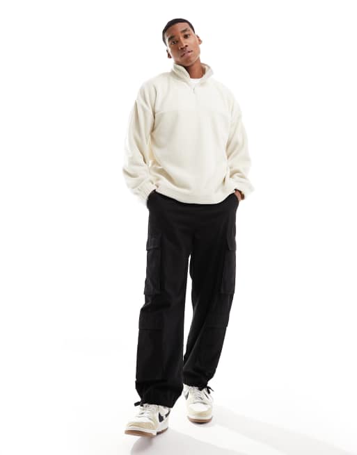 New Look - Råhvid fleece-trøje med 1/2 lynlås og ståkrave, 3 af 4