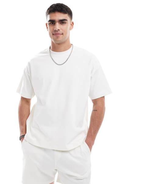 New Look - Råhvid og firkantet T-shirt i kraftigt stof - Del af sæt - view 1