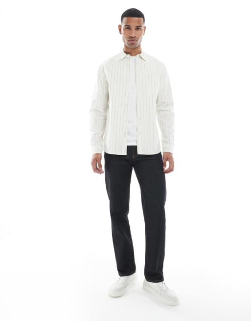 New Look - Råhvid overskjorte med nålestriber, 2 af 5