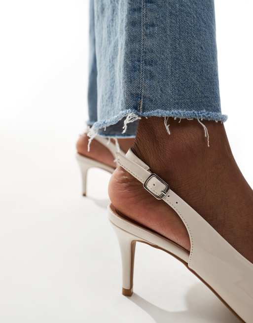New Look - Råhvide højhælede slingback-sko i imiteret læder, 3 af 4