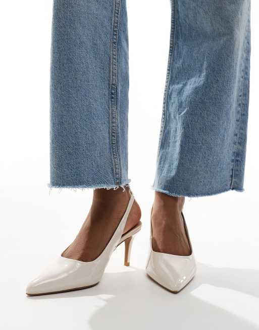 New Look - Råhvide højhælede slingback-sko i imiteret læder, 4 af 4
