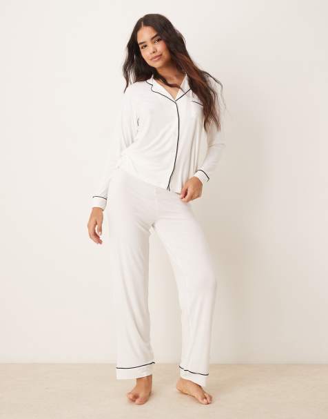 New Look - Råhvidt pyjamassæt med lange ærmer - view 1