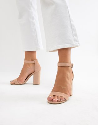 new look real suede barely there block heeled sandal