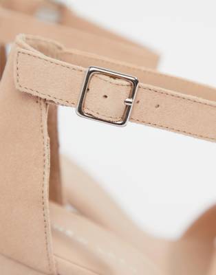 new look real suede barely there block heeled sandal