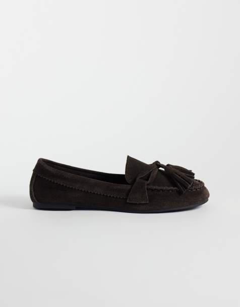 New Look real suede moccasin loafer in dark brown - view 1