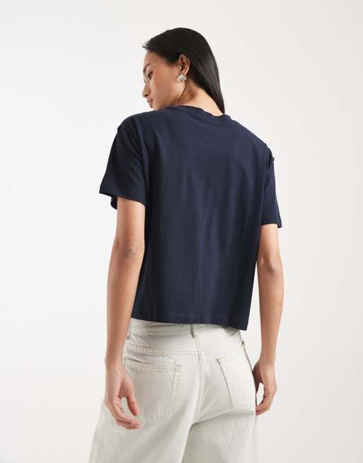 New Look - Recht T-shirt in marineblauw, 3 van 4
