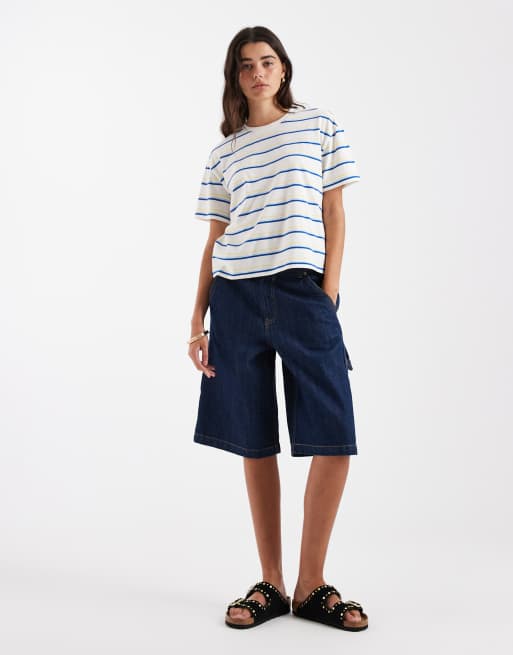 New Look - Recht T-shirt met strepen in crème, 4 van 4