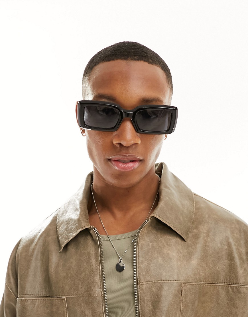 New Look rectangle framed sunglasses in black