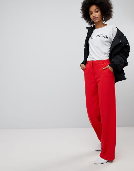 New Look Red Wide Leg Trouser | ASOS